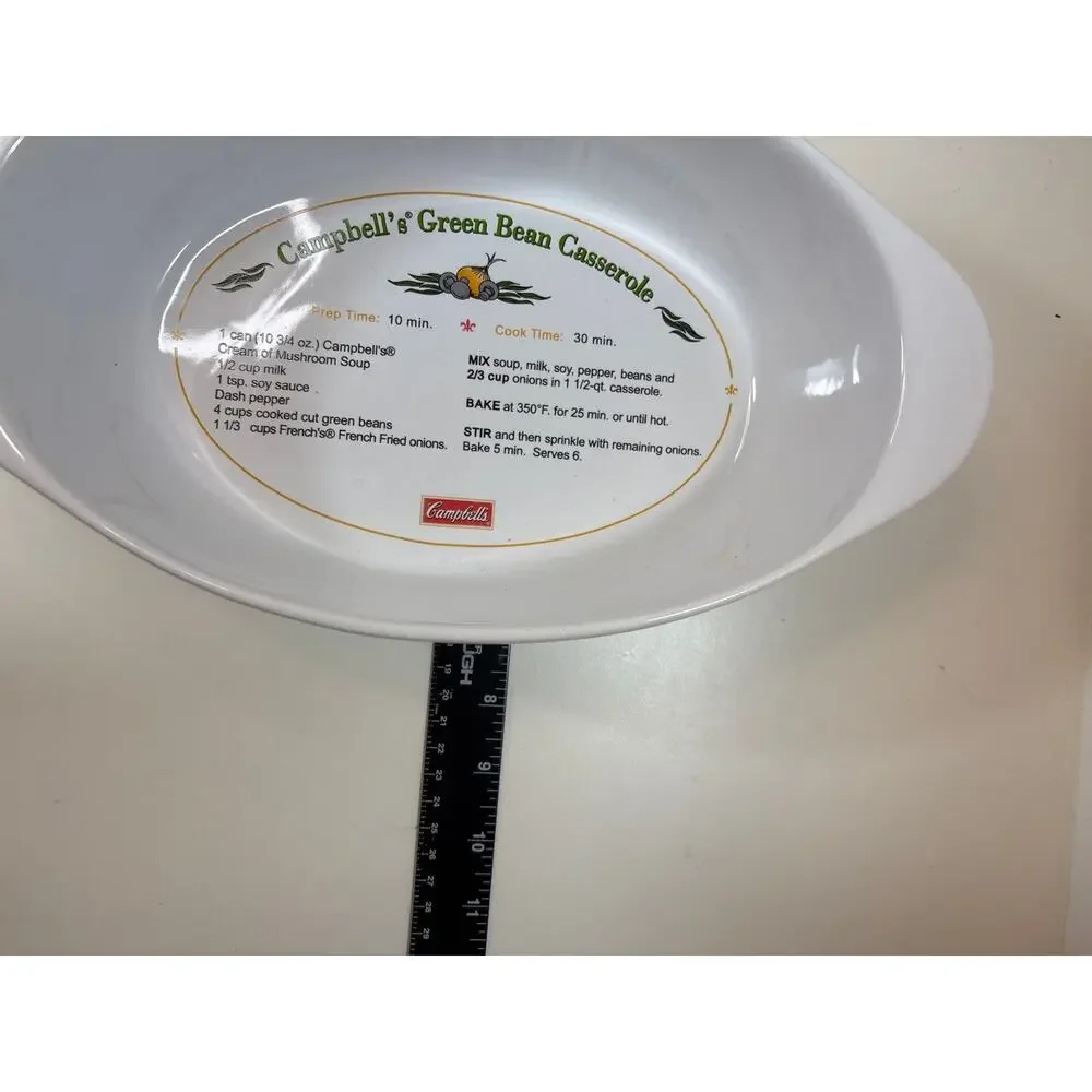 Campbell's Green Bean Casserole 2011 1.5Qt Ceramic Oval Recipe Bakeware Dish
